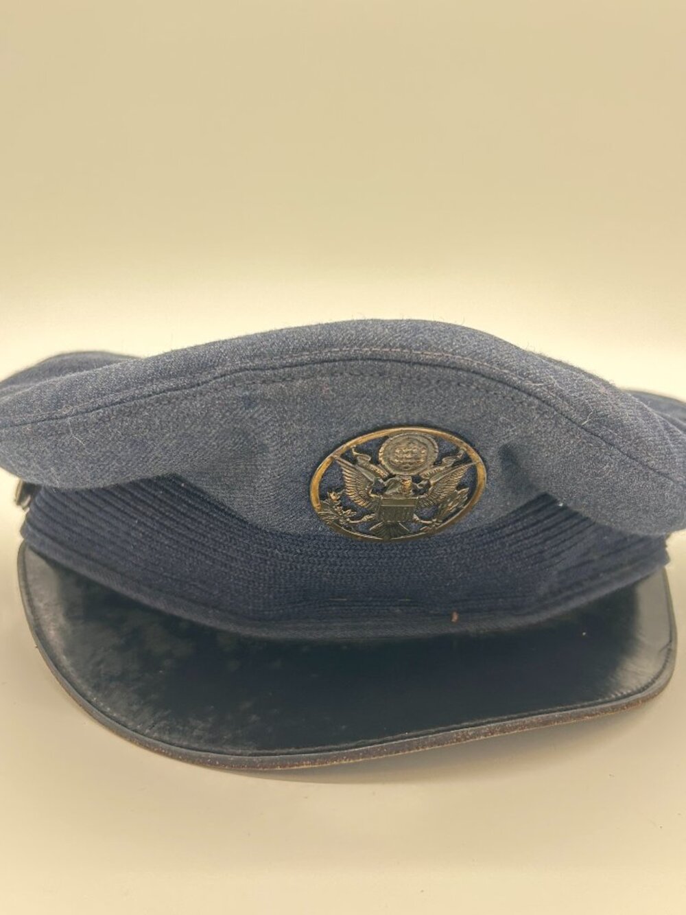 Vintage Early US Air Force USAF Enlisted Men's Visor Cap 6‎ 7/8 Brass